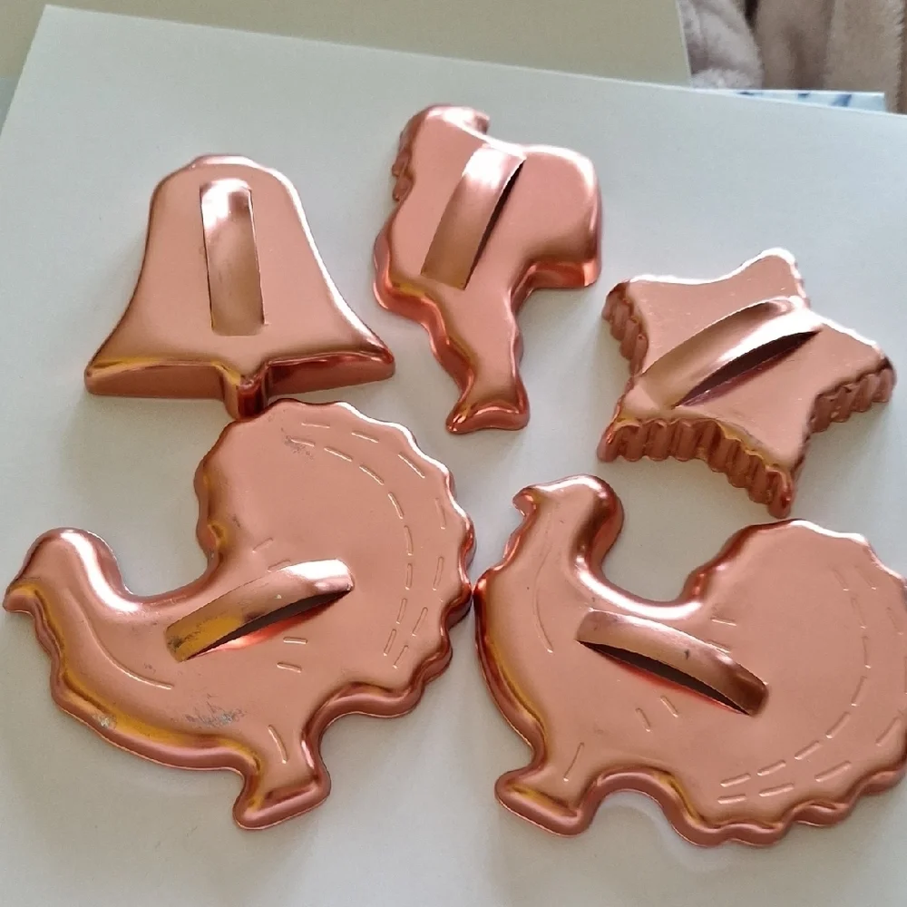 Unique Vintage Copper Cookie Cutters Set